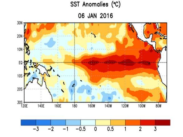 Anomalies de température dans le Pacifique équatorial. 